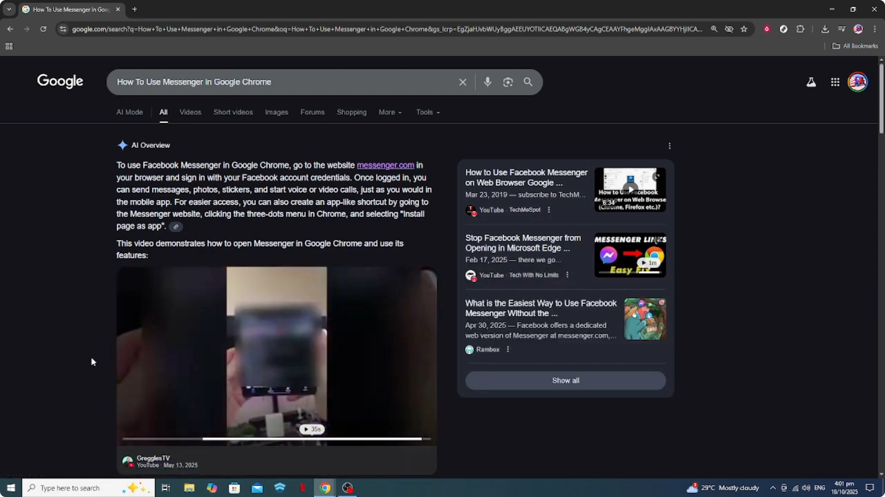 Screenshot from How To Use Messenger in Google Chrome [2026 Guide] at 45s