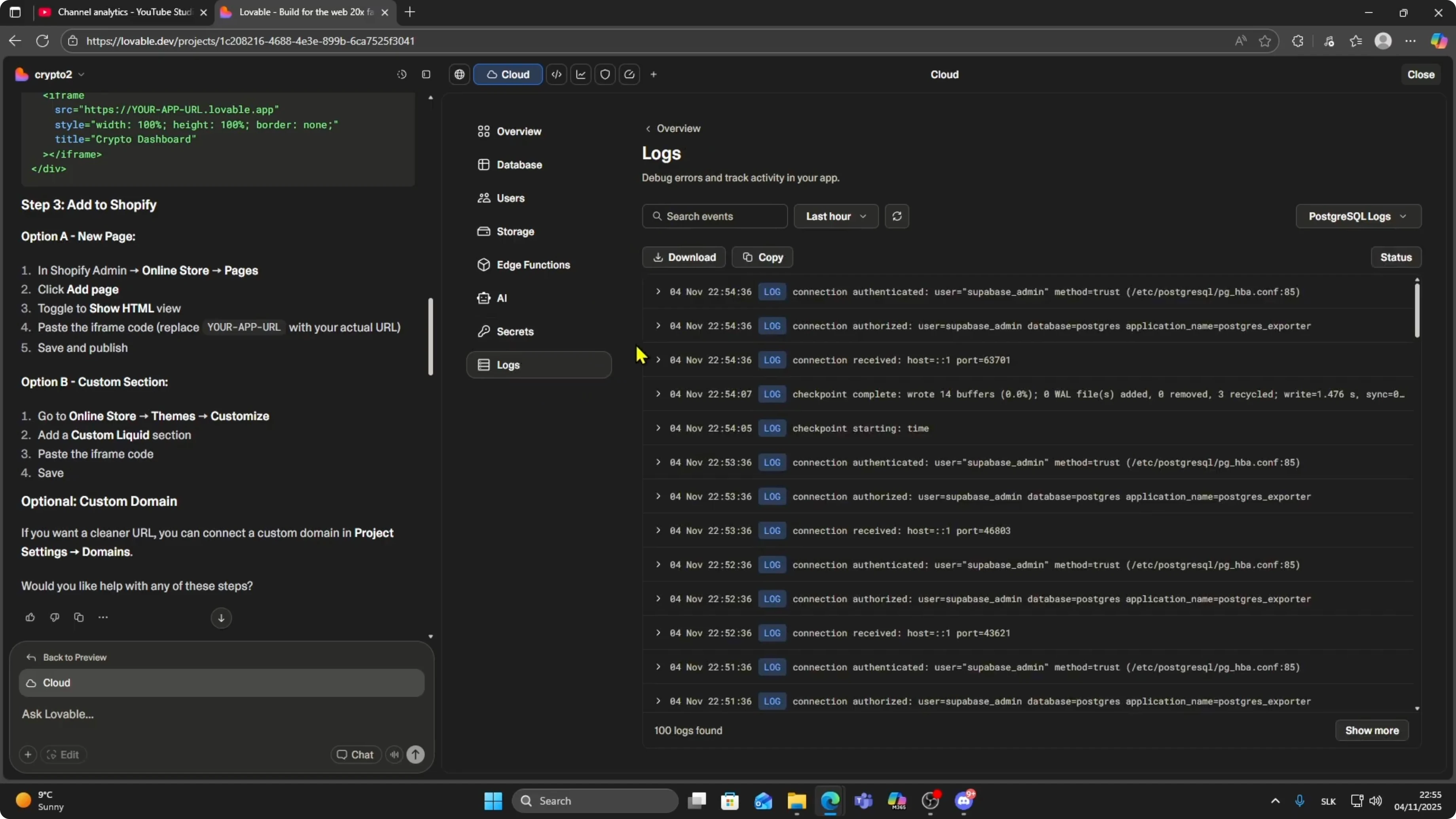 Screenshot from How to View Logs in Lovable AI | Debug & Monitor Your App at 32s