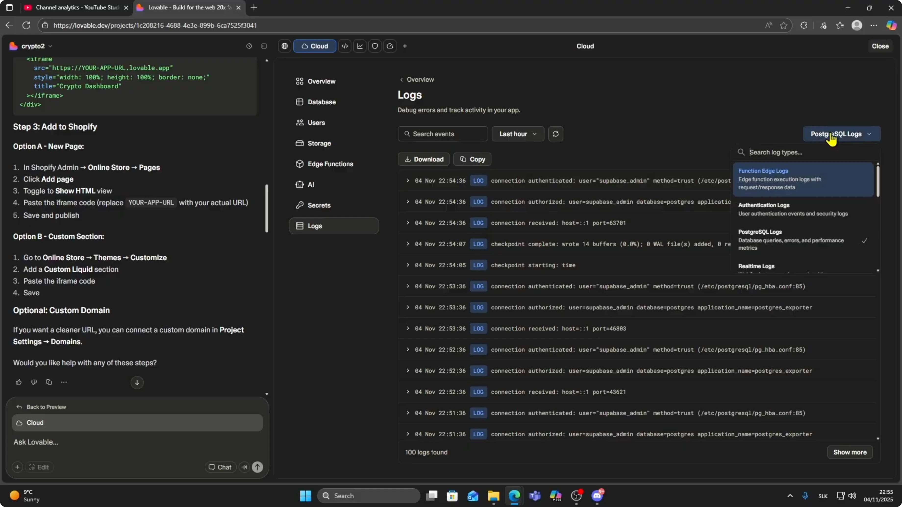 Screenshot from How to View Logs in Lovable AI | Debug & Monitor Your App at 36s