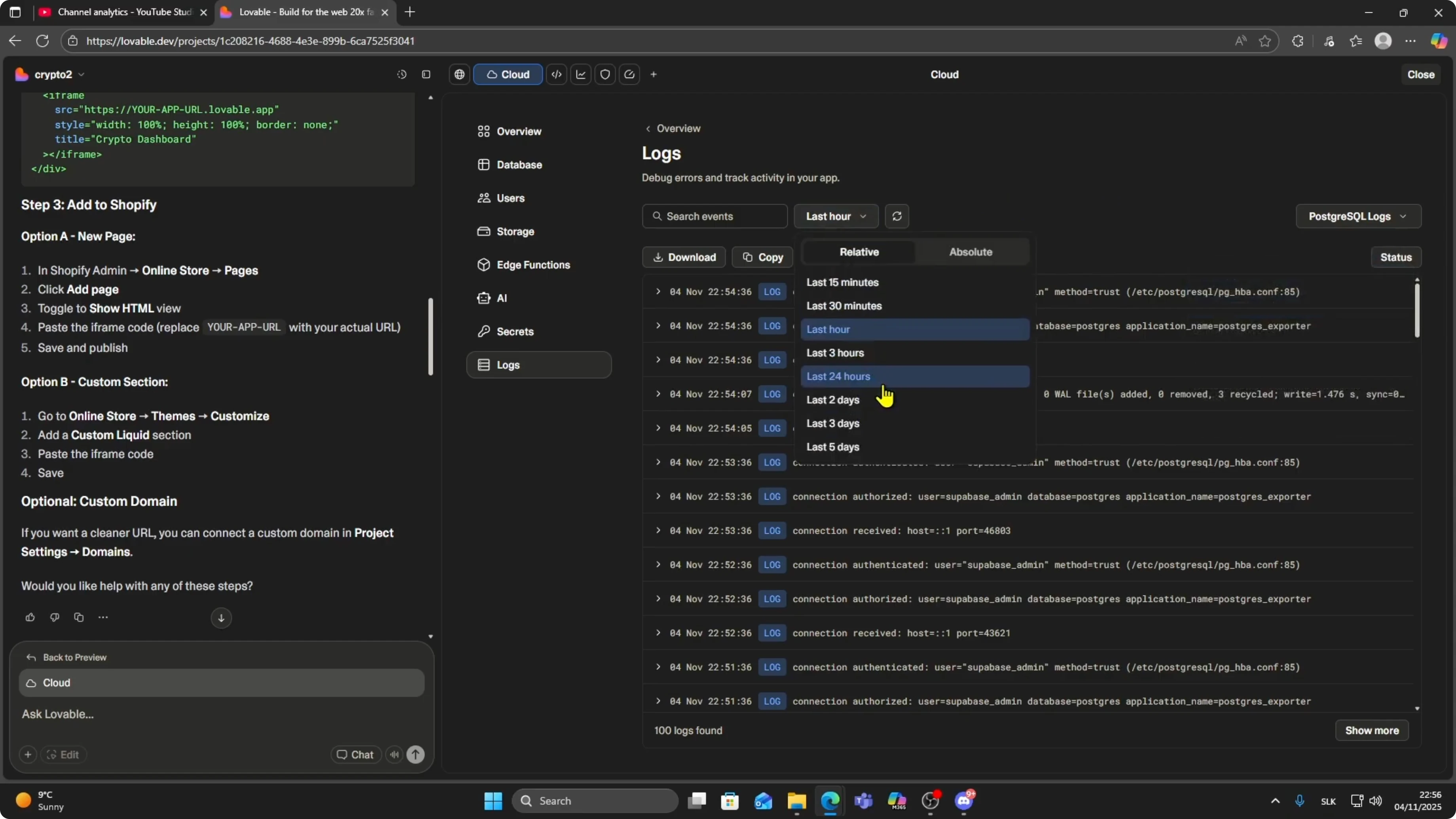 Screenshot from How to View Logs in Lovable AI | Debug & Monitor Your App at 63s