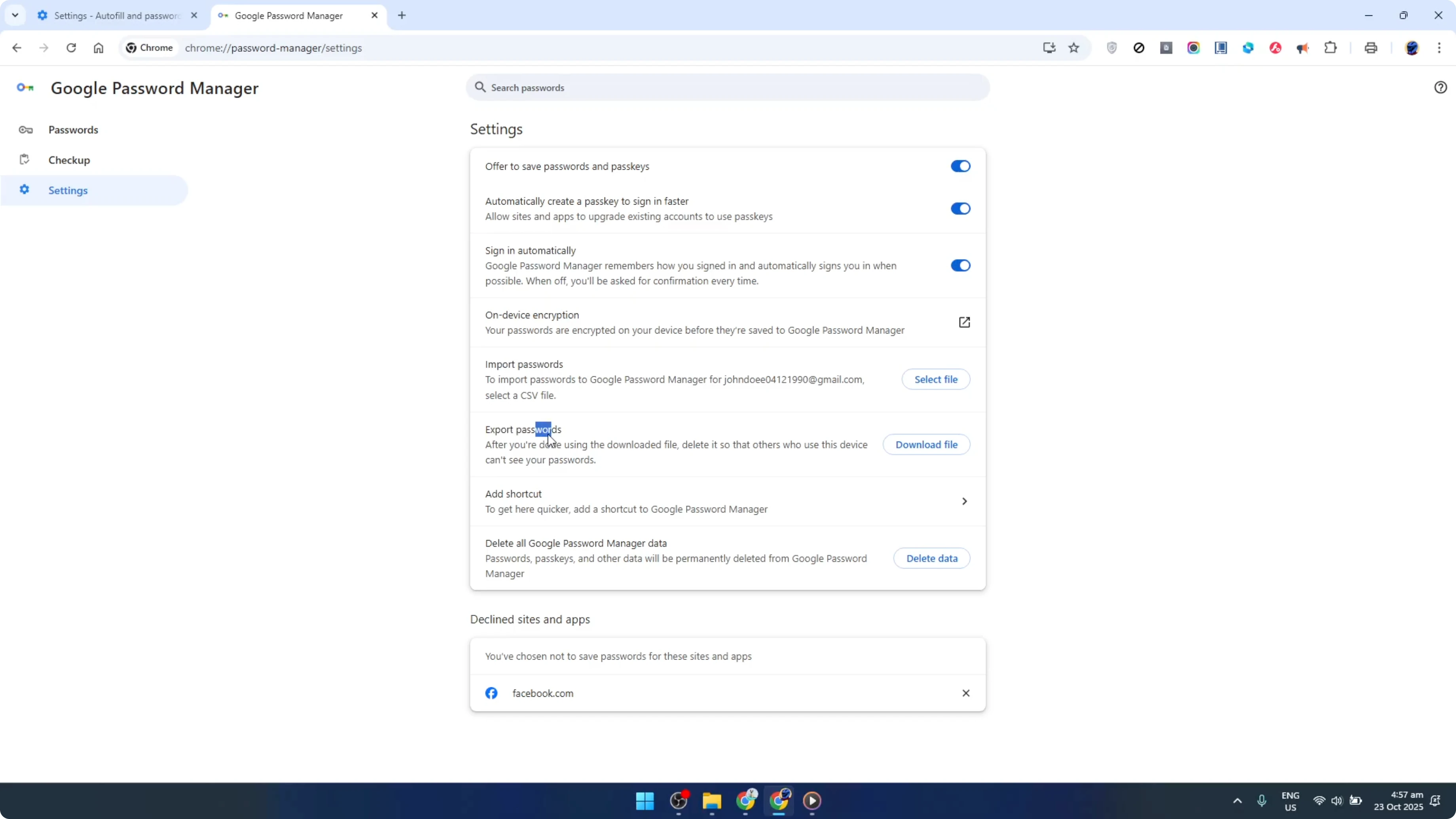 Screenshot from How To Import and Export Passwords in Google Chrome [2026 Guide] at 59s