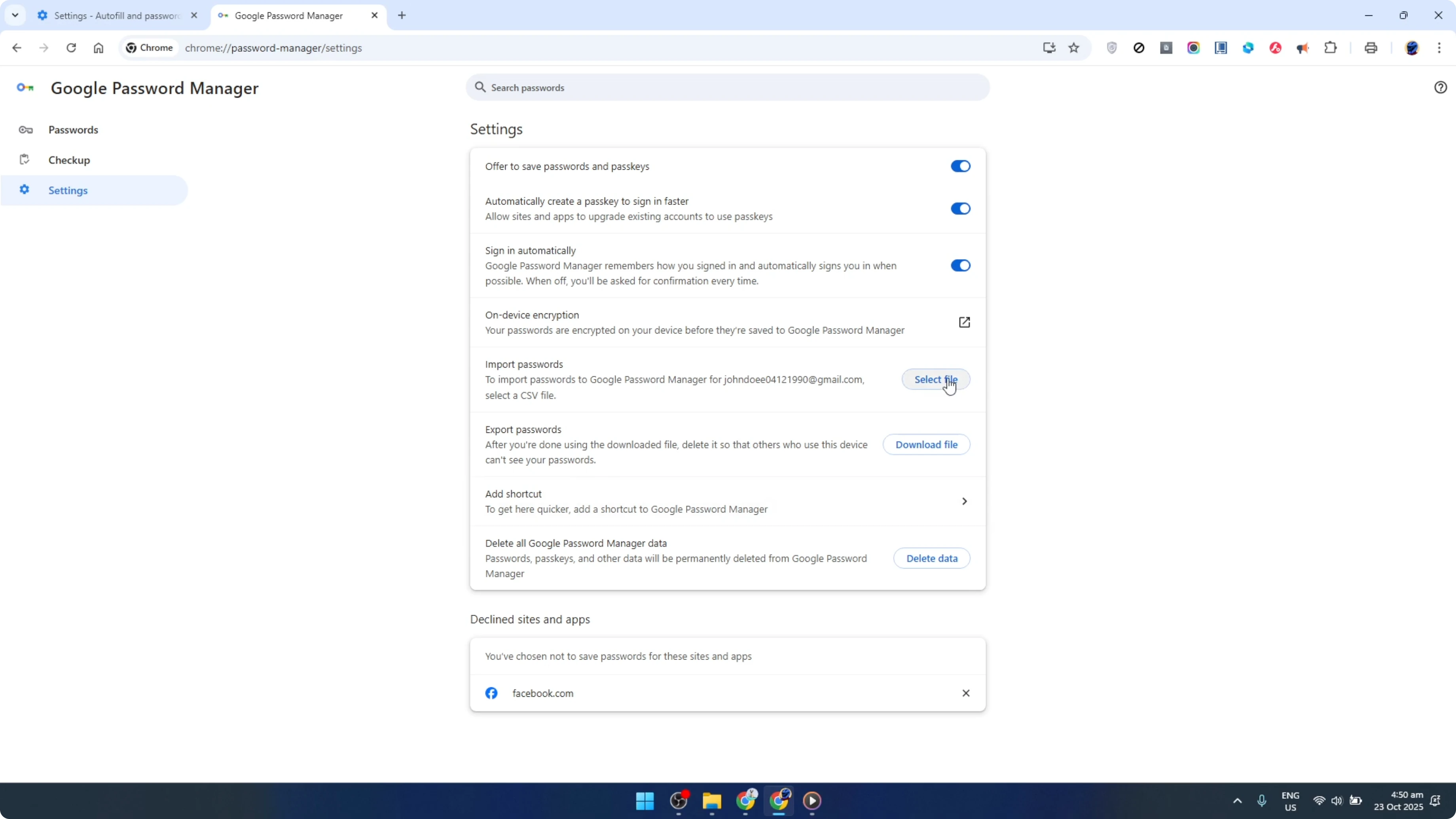 Screenshot from How To Import Passwords Into Google Chrome Using a CSV File [2026 Guide] at 55s