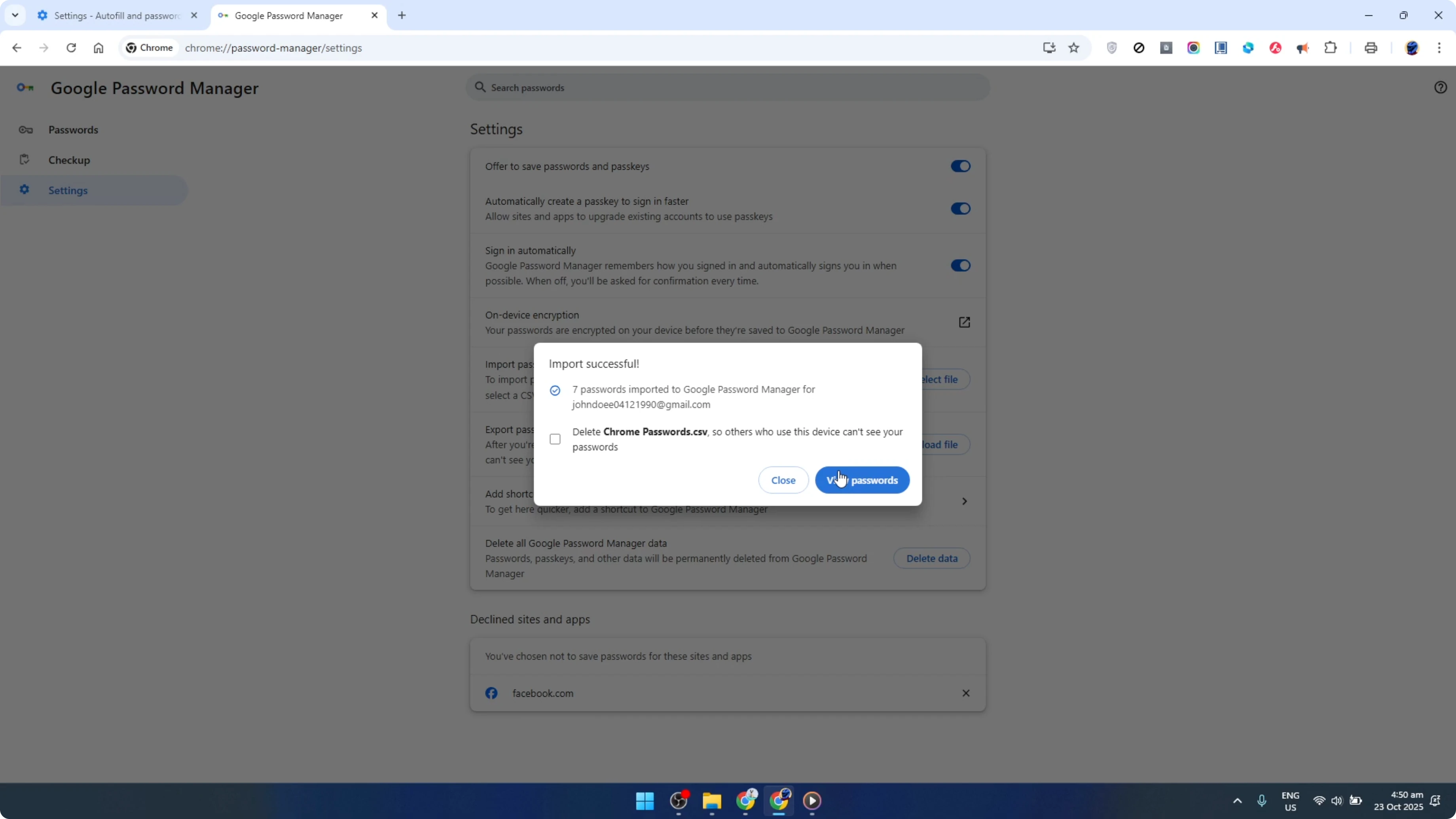 Screenshot from How To Import Passwords Into Google Chrome Using a CSV File [2026 Guide] at 86s