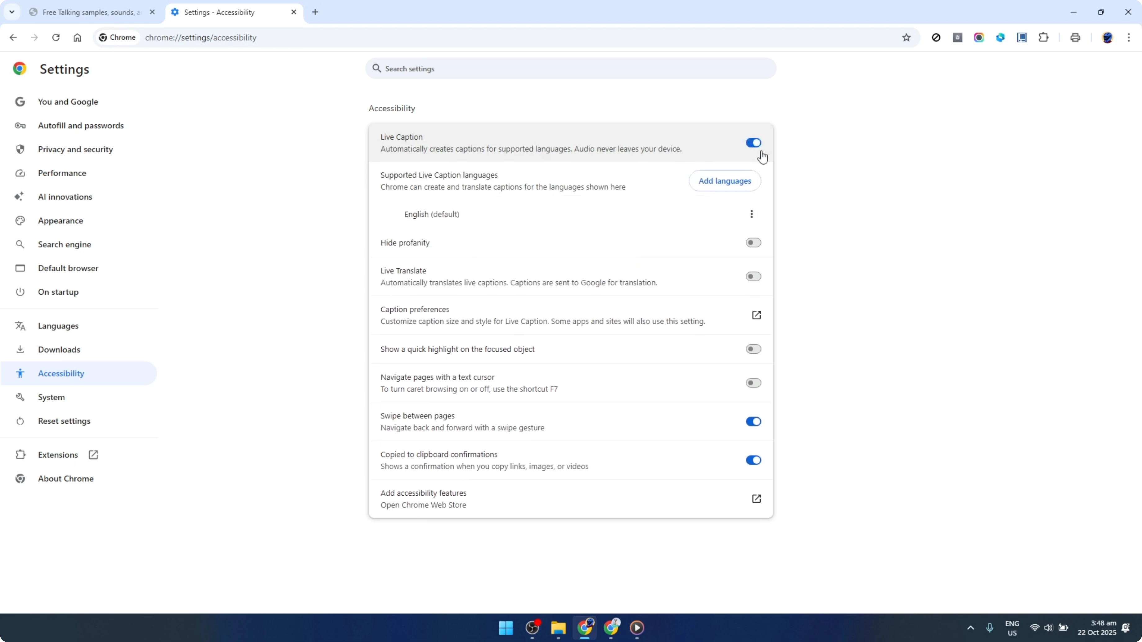 Screenshot from How To Use Live Captions (Closed Captions) in Google Chrome for Windows 10, 11 [2026 Guide] at 62s