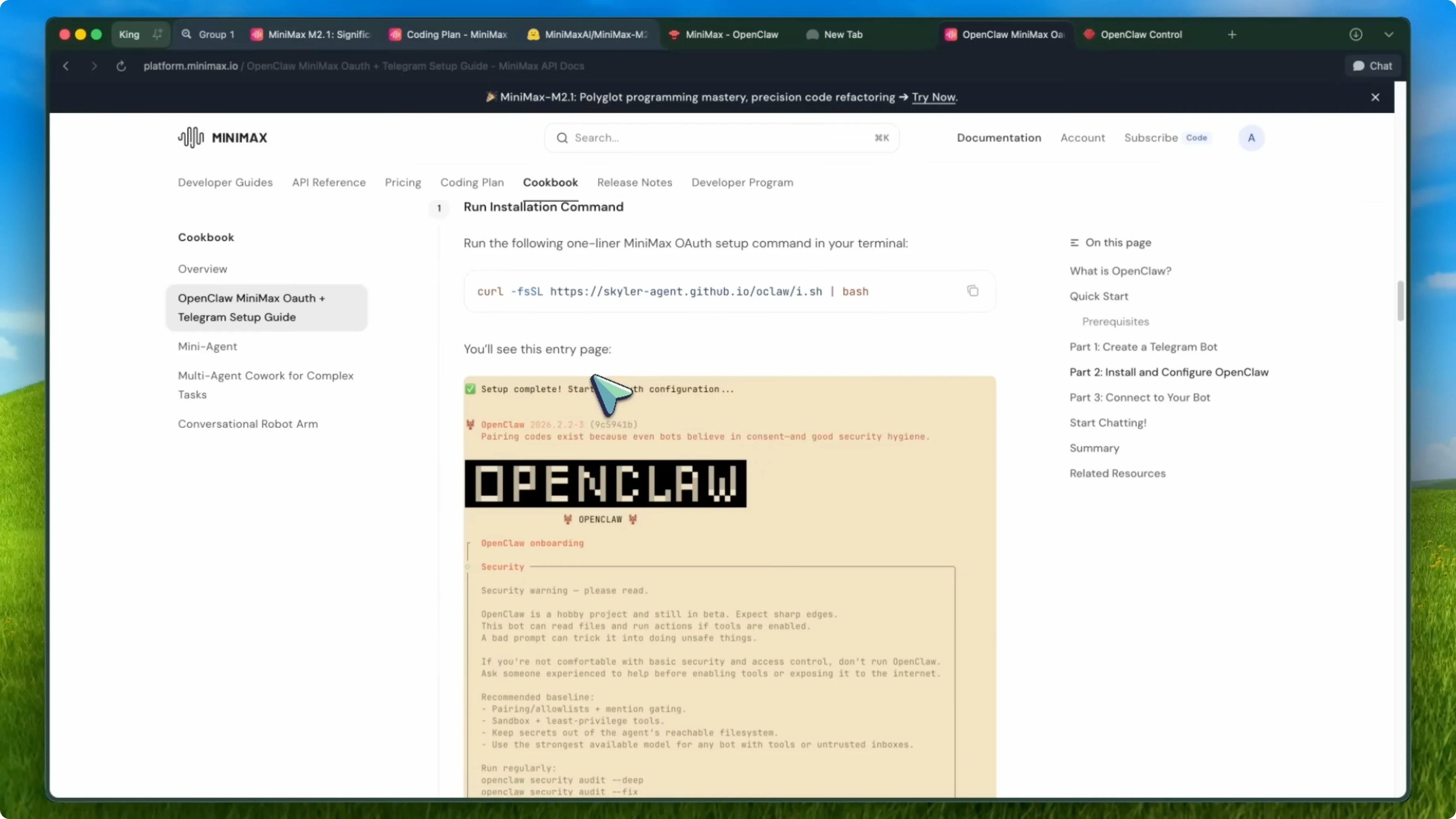 Screenshot from How Minimax M2.1 Enhances OpenClaw and Clawdbot Use at 264s