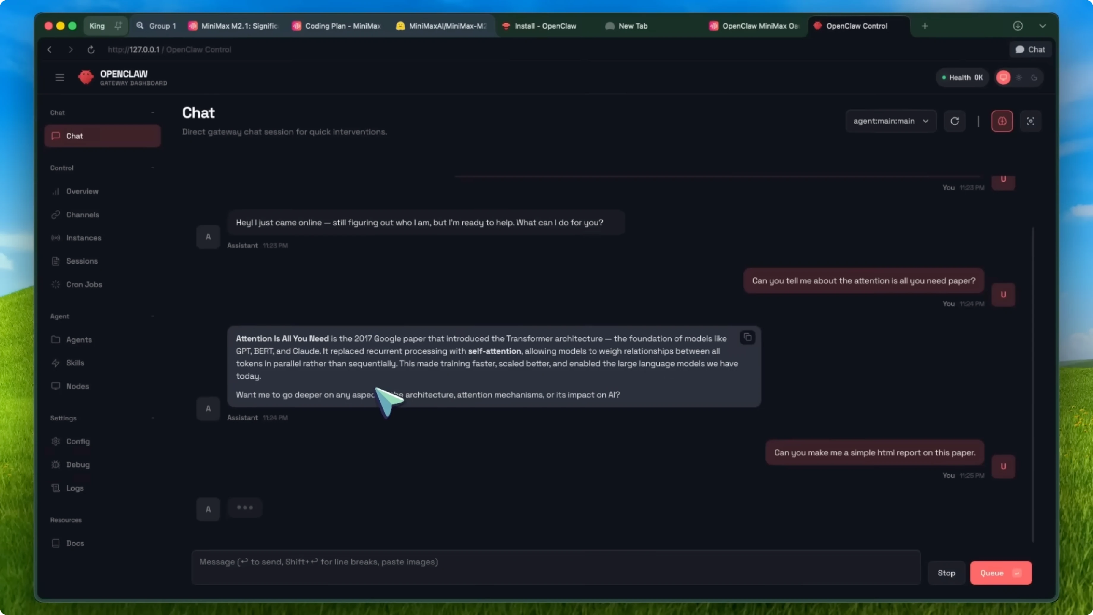 Screenshot from How Minimax M2.1 Enhances OpenClaw and Clawdbot Use at 590s