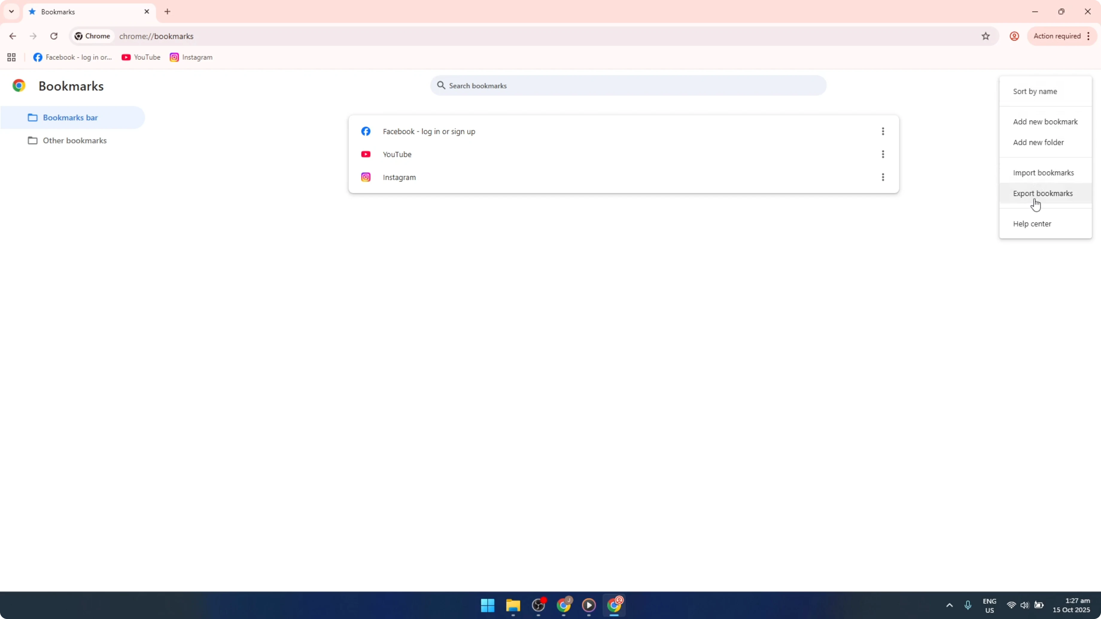 Screenshot from How To Get Or Transfer Bookmarks From One Google Chrome Account To Another [2026 Guide] at 70s