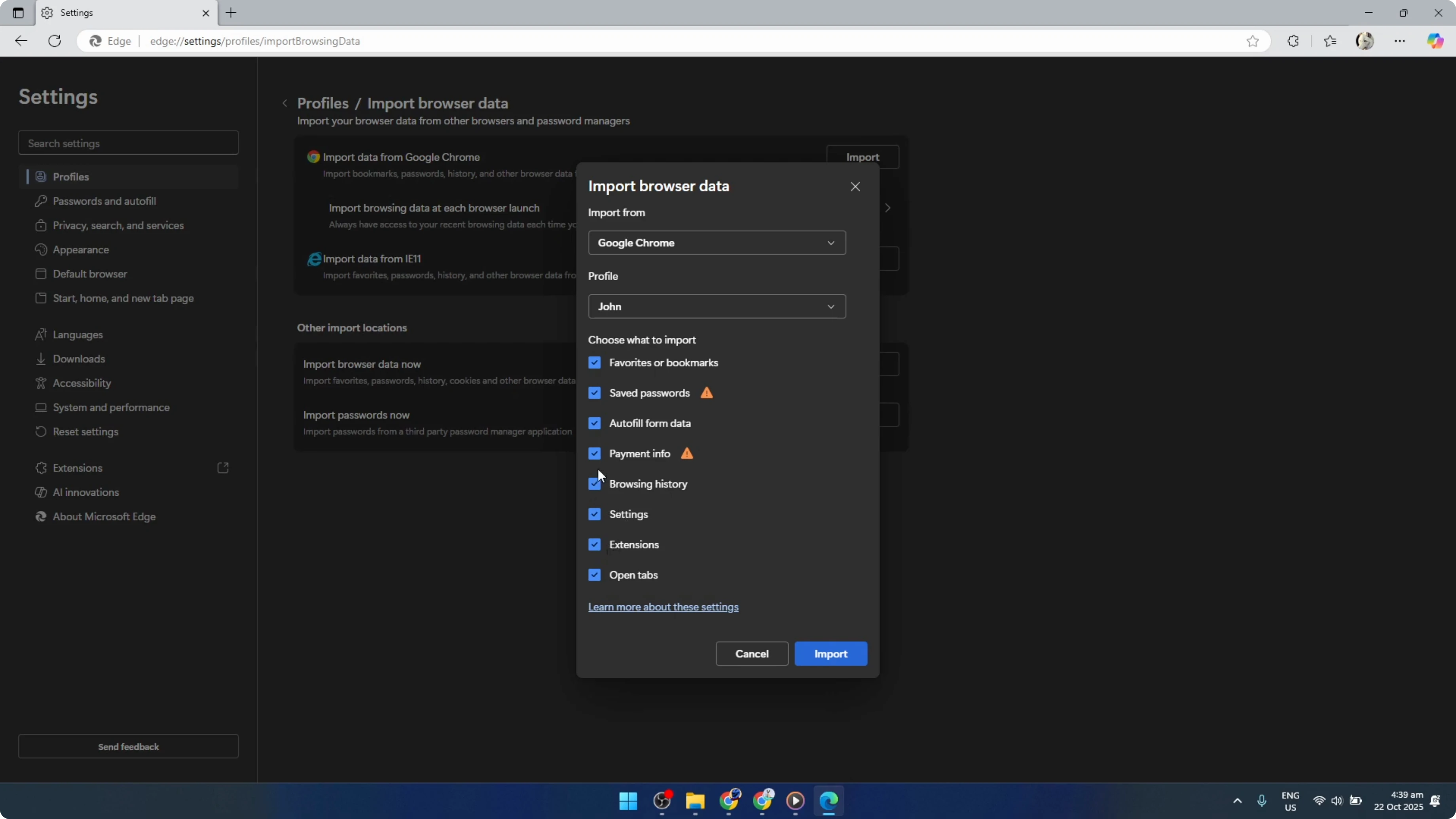 Screenshot from How To Transfer Google Chrome Data To Microsoft Edge [2026 Guide] at 108s