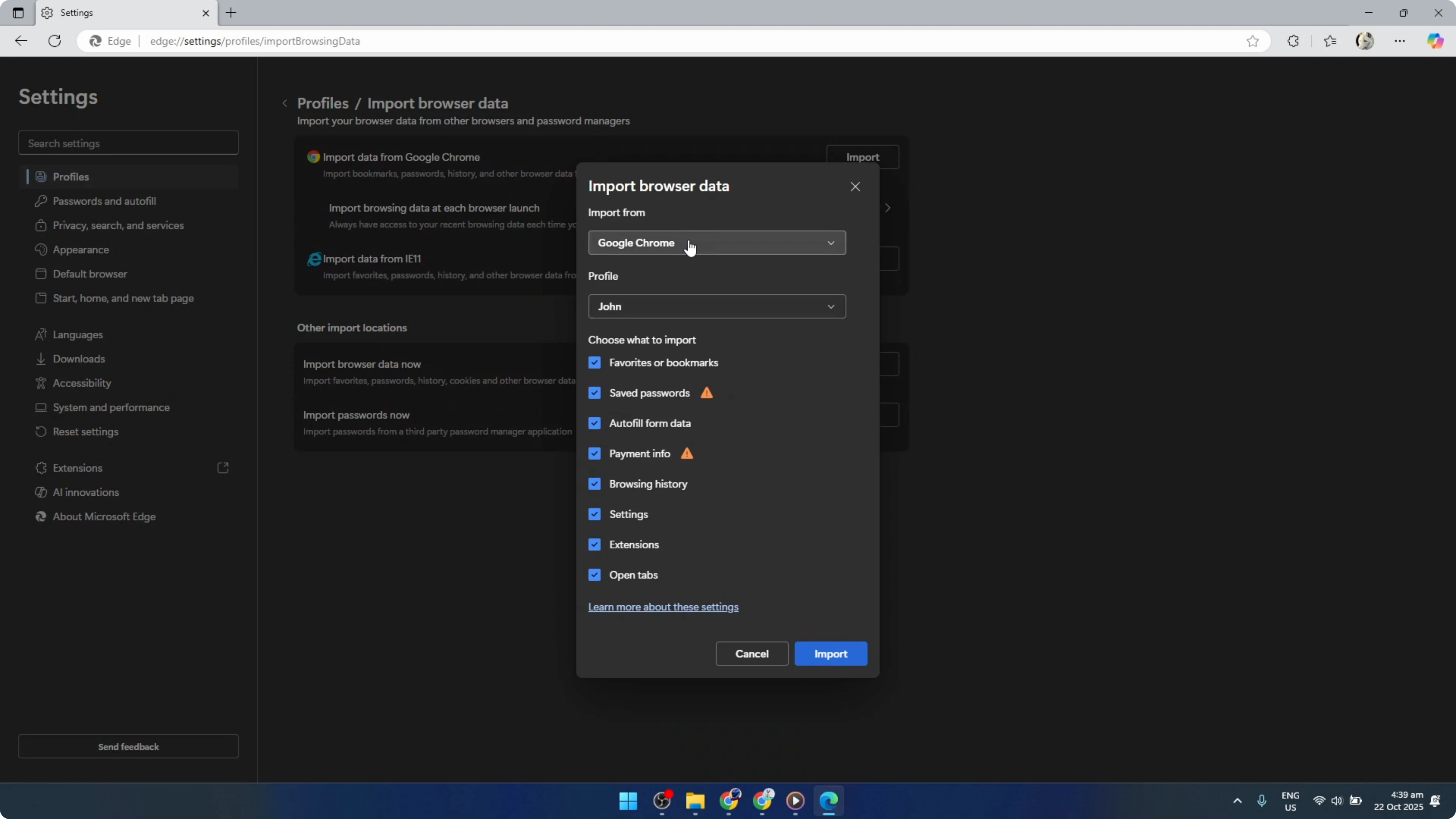 Screenshot from How To Transfer Google Chrome Data To Microsoft Edge [2026 Guide] at 95s