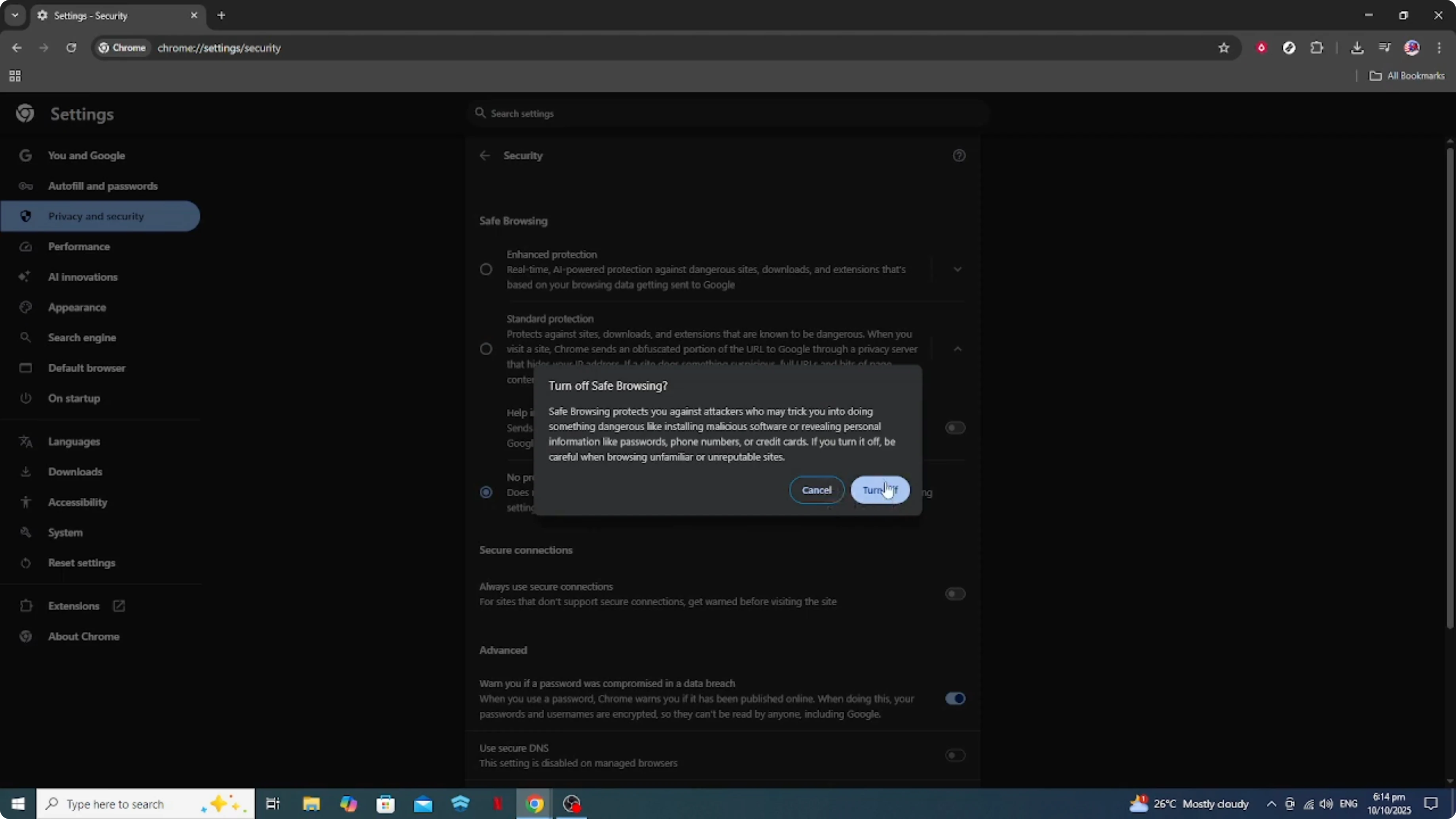 Screenshot from How To Turn Off Safe Browsing on Google Chrome [2026 Guide] at 112s
