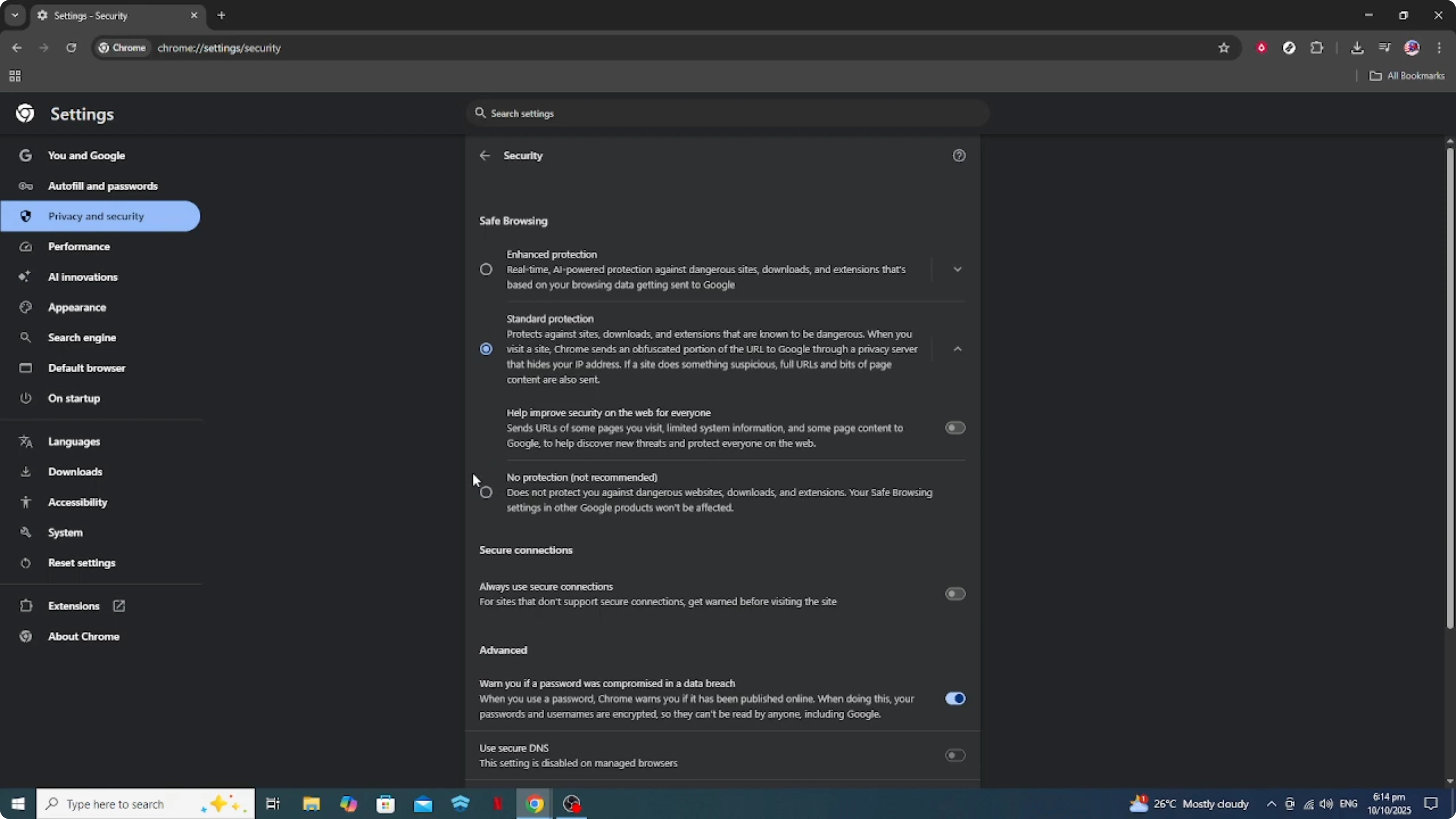 Screenshot from How To Turn Off Safe Browsing on Google Chrome [2026 Guide] at 99s